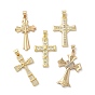 Латунные микропаве прозрачные подвески с фианитом, без кадмия, без никеля и без свинца, крестик