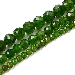 Натуральный зеленый диопсид бисер нити, круглые, микрограненый