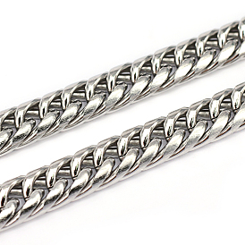 304 Stainless Steel Cuban Link Chains, Chunky Curb Chains, Unwelded, 16.5x11.5x2.5mm