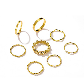 Retro Minimalist Joint Ring Set - 8 Pieces of Creative Metal Rings in European and American Style