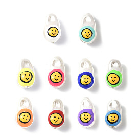 Shell Enamel Beads, Oval with Smiling Face