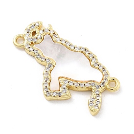 Подвески-коннекторы с микропаве из латуни, прозрачного кубического циркония и натуральной белой ракушки в виде карты Венесуэлы, без кадмия и без свинца, стойки покрытие, долговечный