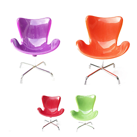 Fauteuil miniature en plastique avec dossier, chaise à œufs rotative, pour les accessoires de maison de poupée faisant semblant de décorations d'accessoires