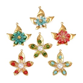 304 подвески из нержавеющей стали, с акриловыми шариками, цветок, золотые