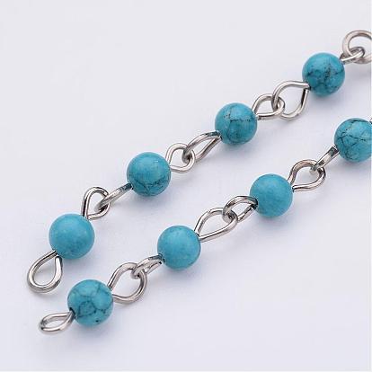 Cadenas de piedras preciosas hechas a mano con cuentas, sin soldar, para collares pulseras decisiones, con alfiler de hierro, Platino