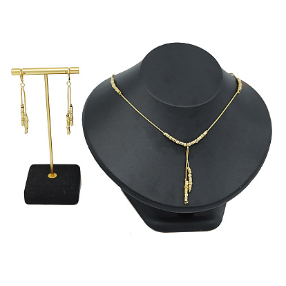 Комплекты из бамбукового сплава с подвесками и серьгами-кольцами