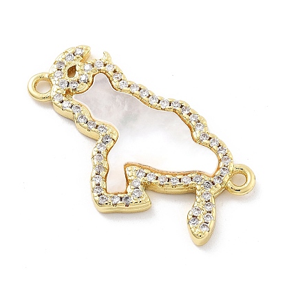 Подвески-коннекторы с микропаве из латуни, прозрачного кубического циркония и натуральной белой ракушки в виде карты Венесуэлы, без кадмия и без свинца, стойки покрытие, долговечный