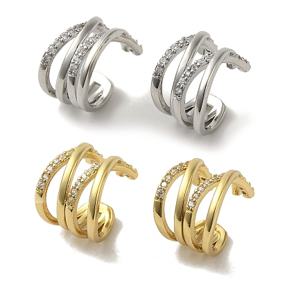 Rack Plating Brass Micro Pave Cubic Zirconia Hoop Earrings, Long-Lasting Plated, Lead Free & Cadmium Free