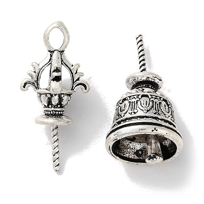Tibetan Style Rack Plating Brass Pendnats, Cadmium Free & Lead Free, Bell