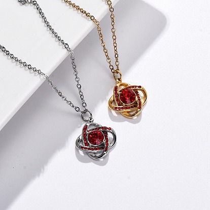 304 ожерелья из нержавеющей стали с подвеской в виде перекрещенных цепочек и гиацинтом для женщин