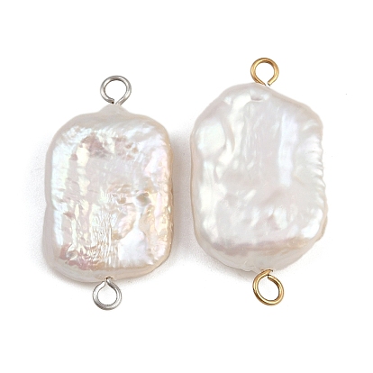 Подвески-пряжки из натурального пресноводного жемчуга Кеши, с 304 двойными петлями из нержавеющей стали, белые