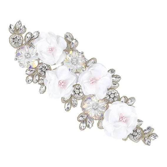 1заплатки для одежды из полиэстера, цветок, горный хрусталь и ткани