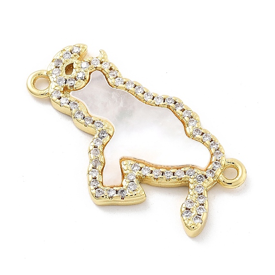 Подвески-коннекторы с микропаве из латуни, прозрачного кубического циркония и натуральной белой ракушки в виде карты Венесуэлы, без кадмия и без свинца, стойки покрытие, долговечный