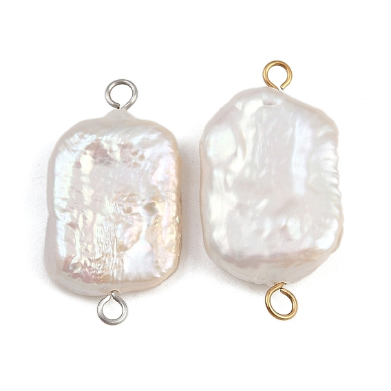 Подвески-пряжки из натурального пресноводного жемчуга Кеши, с 304 двойными петлями из нержавеющей стали, белые