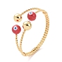 Enamel Evil Eye Open Cuff Bangle, Real 18K Gold Plated Brass Jewelry for Women