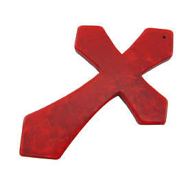 Natural Howlite Gemstone Big Pendants, Dyed, Cross, Red, 85x56x6mm, Hole: 1.2mm