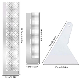 201 Stainless Steel Diamond Painting Rulers, with 400 699 Blank Grids, with Plastic Scraper, Dot Drill Tool