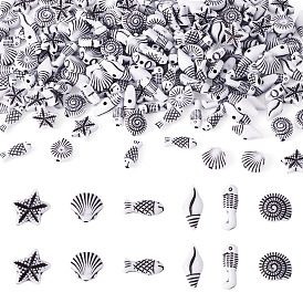 200g непрозрачные акриловые бусины в виде морских организмов, разнообразные