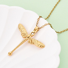 304 подвесные из нержавеющей стали ожерелья, стрекоза, ионное покрытие (ip)