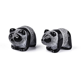 Украшения для панды из натурального обсидиана, фигурка для украшения дома, энергетический камень рейки для исцеления