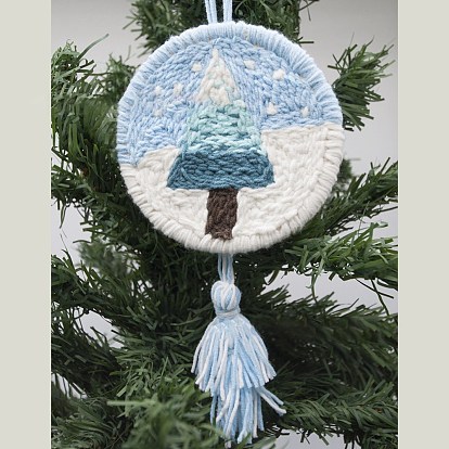 Punch Embroidery Starter Kit, Including Plastic Embroidery Hoop, Alloy Needle, Punch Needle Pen, Fabric, Felt, Threader, Water Removal Pen and 6 Colors Threads, Christmas Tree Pattern