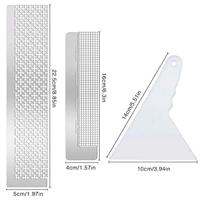 201 Stainless Steel Diamond Painting Rulers, with 400 699 Blank Grids, with Plastic Scraper, Dot Drill Tool