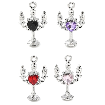 Подвески из сплава и страза, Подвески в форме свечи, стойки покрытие, без свинца, без кадмии и без никеля, платина