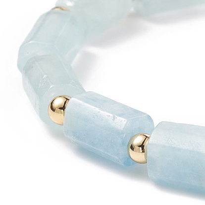 Natural Gemstone Column Beaded Stretch Bracelet for Women