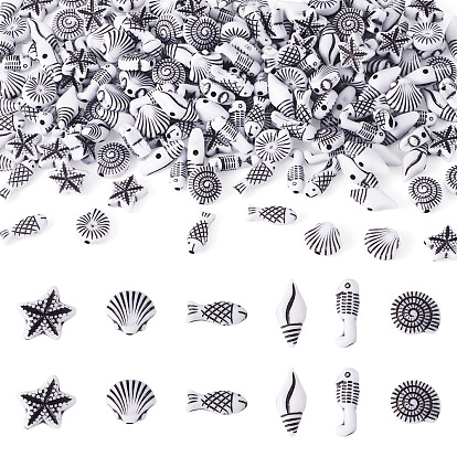 200g непрозрачные акриловые бусины в виде морских организмов, разнообразные