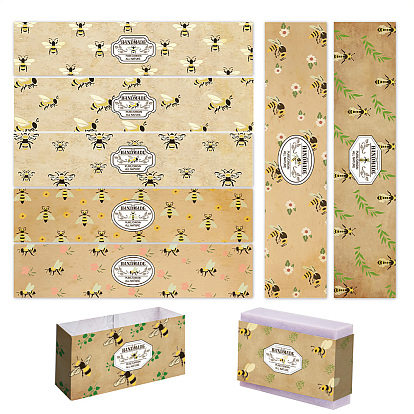90 piezas 9 estilos etiqueta de papel de jabón, envoltorios de papel para jabón, Rectángulo, para envases de jabón