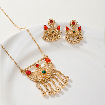 Комплекты серег и ожерелий из сплава кубического циркония в форме полумесяца с кисточками для женщин