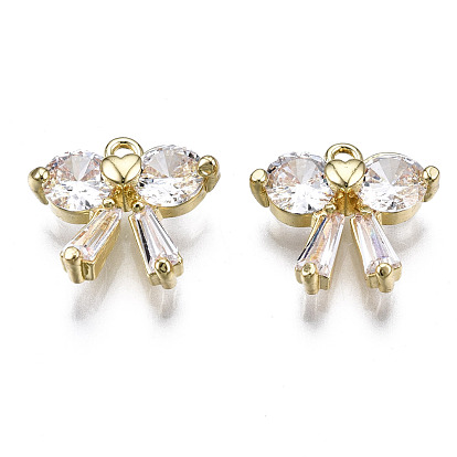 Подвески из прозрачного кубического циркония с инкрустацией из латуни, без кадмия, без никеля и без свинца, бантом