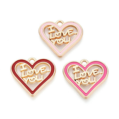 Подвески из эмали и сплава, сердце со словами-подвесками, золотые, без кадмия, без никеля и без свинца