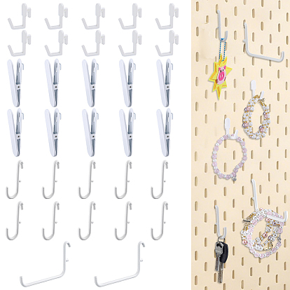 32 pièces 4 styles ensembles de crochets pour panneaux perforés en plastique et en acier