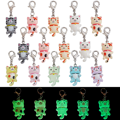 20 шт 10 стили кошачий кулон из смолы маркеры фиксирующих стежков, Сплав с застежками когтя омара