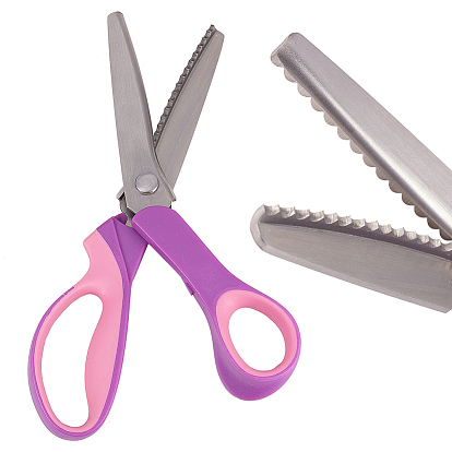 Stainless Steel Scalloped Pinking Shears, with Plastic Handle, Sewing Craft Scissors