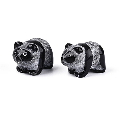 Украшения для панды из натурального обсидиана, фигурка для украшения дома, энергетический камень рейки для исцеления