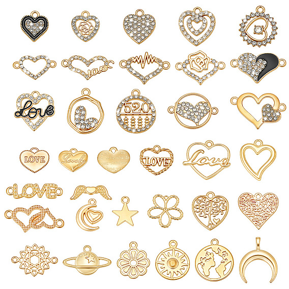 DIY Jewelry Making Findings Kits, including Alloy Rhinestone Pendants & Connector Charms, Mixed Shapes