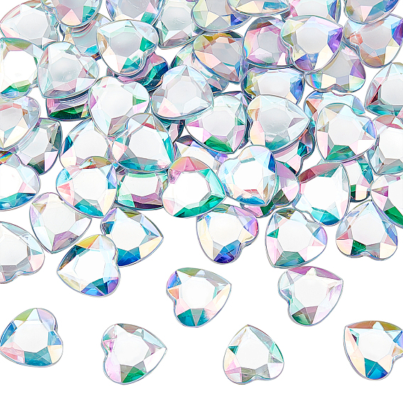 60шт. сердце акриловые стразы наклеиваемые кабошоны, с самоклеящейся