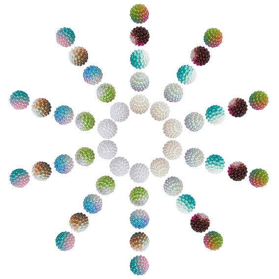 100Pcs 10 Colors Imitation Pearl Acrylic Berry Beads for DIY Stretch Bracelets Making Kits, with 1Roll Beading Elastic Thread