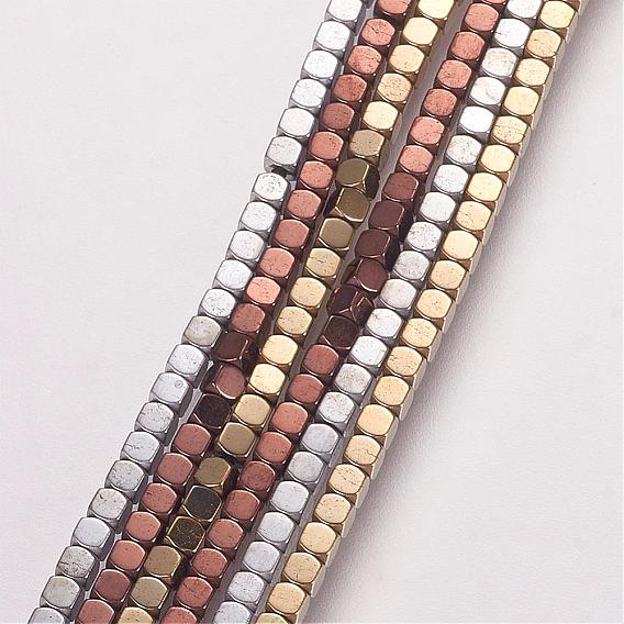 Electroplate Non-magnetic Synthetic Hematite Bead Strands, Grade AA, Cube