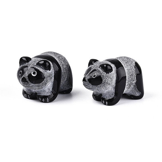 Украшения для панды из натурального обсидиана, фигурка для украшения дома, энергетический камень рейки для исцеления