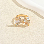 Brass Micro Pave Cubic Zirconia Finger Rings for Women for Women, Bowknot