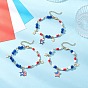 3шт. 3 цвета День независимости натуральный окрашенный желтый нефрит драгоценный камень круглые бусины и стеклянные бусины браслеты, браслеты с подвесками из эмалевого сплава со звездами для мужчин и женщин