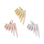 Brass Micro Pave Clear Cubic Zirconia Pendants, Long-Lasting Plated, With Jump Rings
