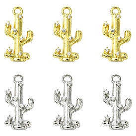 8 шт 2 цвета кулоны из латуни, микропаве, циркония, кактус прелести, стойки покрытие, долговечный, без свинца и без кадмия