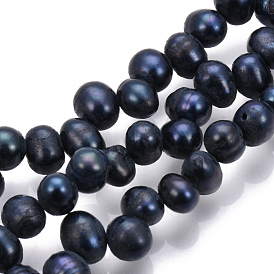 Natural Cultured Freshwater Pearl Beads Strands, Dyed, Potato