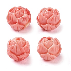 Synthetic Shell Dyed Carved Beads, Flower