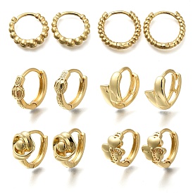 Rack Plating Brass Hoop Earrings, Long-Lasting Plated, Cadmium Free & Lead Free, Real 18K Gold Plated