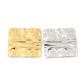 304 Stainless Steel Pendants, Textured, Square Charm